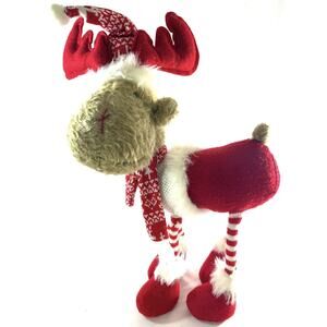 Reindeer Figurine 16" High Freestanding Wire Legs Soft Woolen Body Christmas